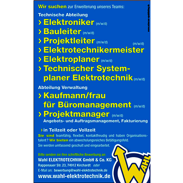 Wahl ELEKTROTECHNIK GMBH &amp; Co. KG
